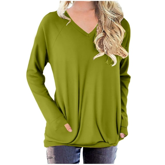 bnaln Long Sleeve Tops Womens T Shirts Casual Tunic Tops Dressy Shirts for Leggings V Neck Spring Loose Pullover Blouse Comfy Lightweight Sweatshirts Plus Size Tshirts Basic Plain Tees
