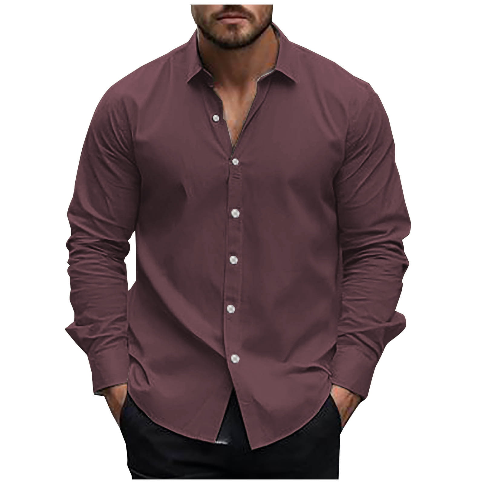 casual modern formal dress for men bnaln Men's Long Sleeve Shirt Business Slim Fit Button Down Shirts Casual Summer Beach Wedding Shirt Stretch Regular Fit Shirts Lightweight Work Office Outfits Global Festival Color:RoyalBlue Two Piece black Dress Business