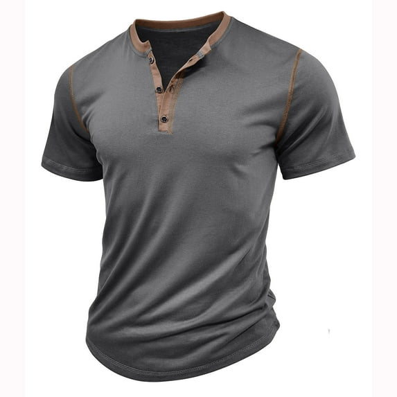 bnaln Men's Shirts Casual Henley Shirts Classic Button Cotton Short Sleeve T-Shirt Summer Basic Solid Color Henry Shirt Lightweight Tees Tops