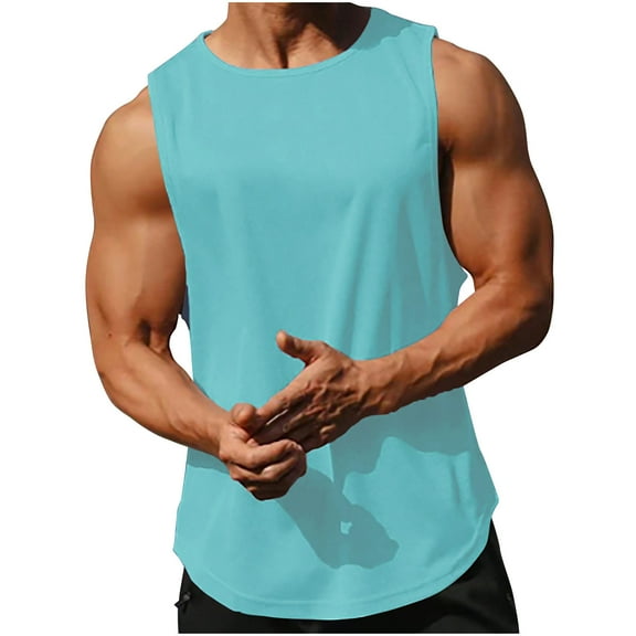 bnaln Men's Workout Tank Tops Quick Dry Running Shirts Sleeveless Gym Muscle Fitness Shirts Athletic Training Sports T-Shirt Soft Bodybuilding Tees Causal Vest Summer Beach T Shirt