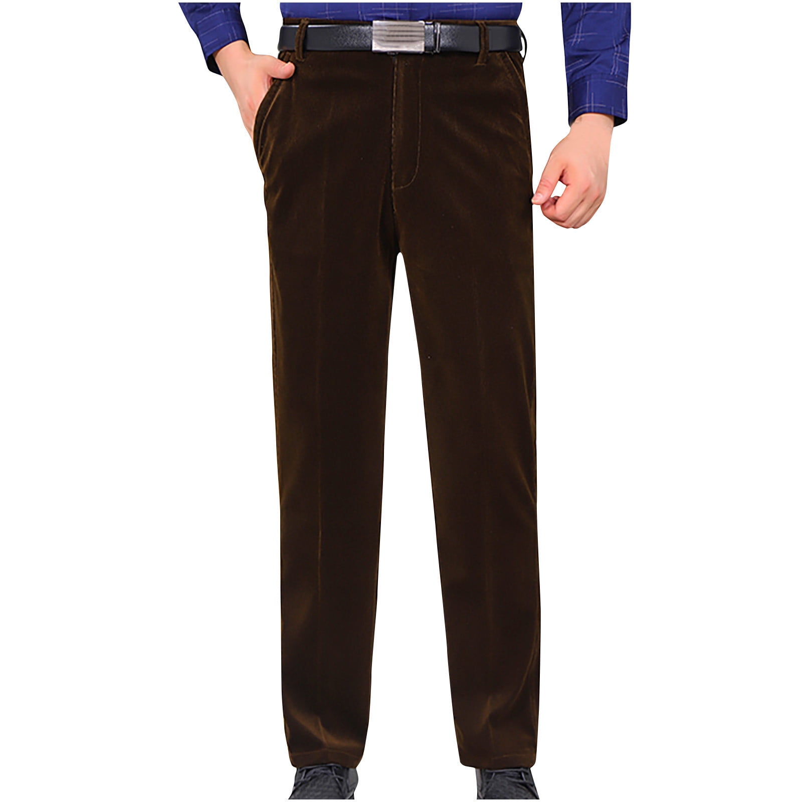 bnaln Mens Dress Pants Simple Long Trousers with Pocket Business Work ...