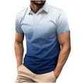 thumbnail image 1 of bnaln Mens Polos Shirts Short Sleeve Gradient Color Gym Workout Golf T-Shirt Casual Fashion V Neck Button Down Tops Men's Hawaiian Shirt Summer Stretch Beach Casual Shirts, 1 of 2