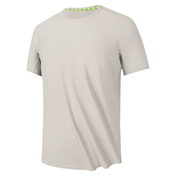 bnaln Mens T-Shirts Short Sleeve Round Neck T-Shirt Athletic Running Workout Fishing Top Tee Performance Shirts Plus Size,Beige,Size XXL