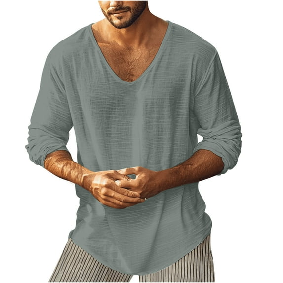 bnaln Mens T Shirts Slim Fit V-Neck Long Sleeve Casual Shirt Gym Workout Athletic Tees Undershirts Fashion Loose Fit T-Shirts Casual Solid Pullover Tops Basic Tee Streetwear