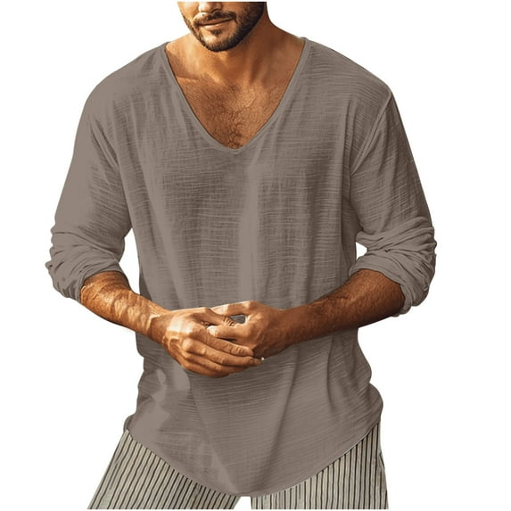 bnaln Mens T Shirts Slim Fit V-Neck Long Sleeve Casual Shirt Gym Workout Athletic Tees Undershirts Fashion Loose Fit T-Shirts Casual Solid Pullover Tops Basic Tee Streetwear