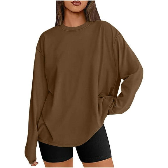 bnaln Oversized T Shirts for Women Long Sleeve Shirts Spring Tops Casual Crewneck Loose Fit Pullover Dressy Blouses Lightweight Sweatshirts Jumpers Baggy Tshirts Trendy Clothes