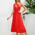 thumbnail image 1 of bnaln Plus Size Dresses for Women Party Wear Elegant Summer Dress Pleated Sleeveless Dress Solid Classical Trendy Midi Dress Ladies Casual Long Tank Dress Beach Wedding Guest, 1 of 9