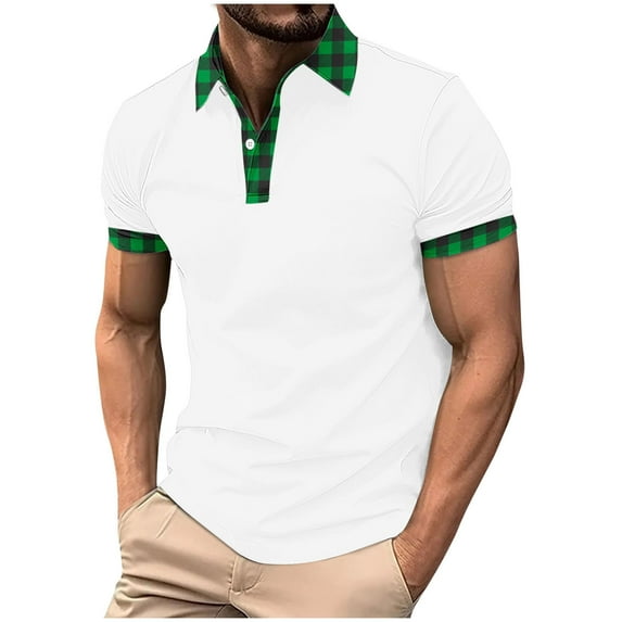 bnaln Polos Shirts for Men Adult Clearance Men's Casual Short Sleeve Polos Shirt Classic Button Summer Collared Golf Tops Lightweight Loose Sport Athletic Workout T-Shirts Streetwear