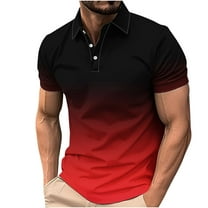 bnaln Polos Shirts for Men Adult Short Sleeve Gradient Print Gym Workout Golf T-Shirts Fashion V Neck Button Down Summer Tops Lightweight Loose Fit Pullover Casual Work Athletic Tees