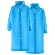 BNALN Rain Ponchos for Adults Reusable, 2 Pcs Raincoats Portable EVA Rain Coats Packable Rain Jackets with Hood and Drawstring Waterproof Rain Gear for Men and Women
