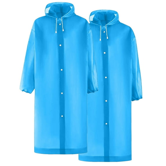 bnaln Rain Ponchos for Adults Reusable, 2 Pcs Raincoats Portable EVA Rain Coats Packable Rain Jackets with Hood and Drawstring Waterproof Rain Gear for Men and Women