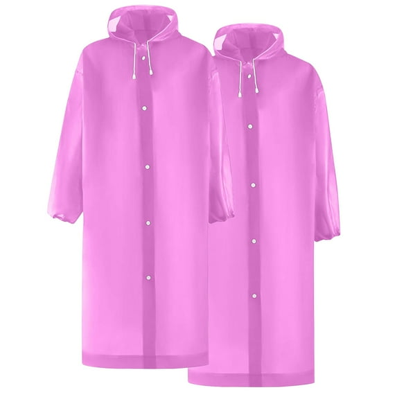 bnaln Rain Ponchos for Adults Reusable, 2 Pcs Raincoats Portable EVA Rain Coats Packable Rain Jackets with Hood and Drawstring Waterproof Rain Gear for Men and Women