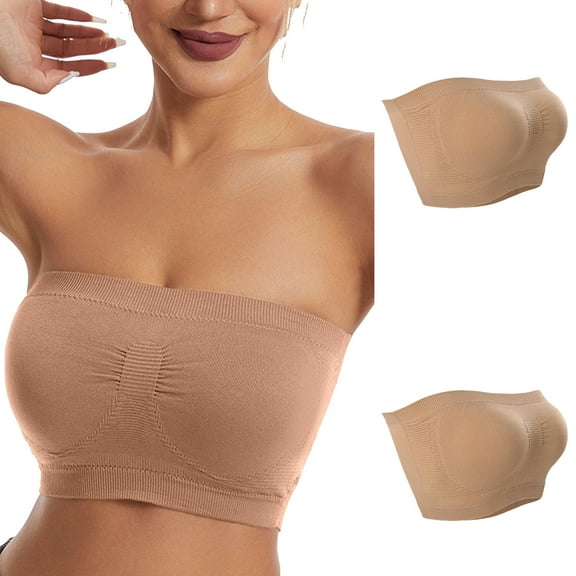 bnaln Strapless Bras for Women 1/2/3PCS Seamless Bras Bandeau Bra Comfortable No Underwire Breathable Gathering Bra Underwear Tube Tops Soft Bralettes Full Coverage Everyday Bra