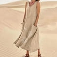 thumbnail image 1 of bnaln Summer Dresses for Women Plus Size Linen Long Dress Floral Print Sundress Casual Oversized Tunic Dress Ladies Sleeveless Dress Pockets Beach Vest Dresses Activewear, 1 of 9