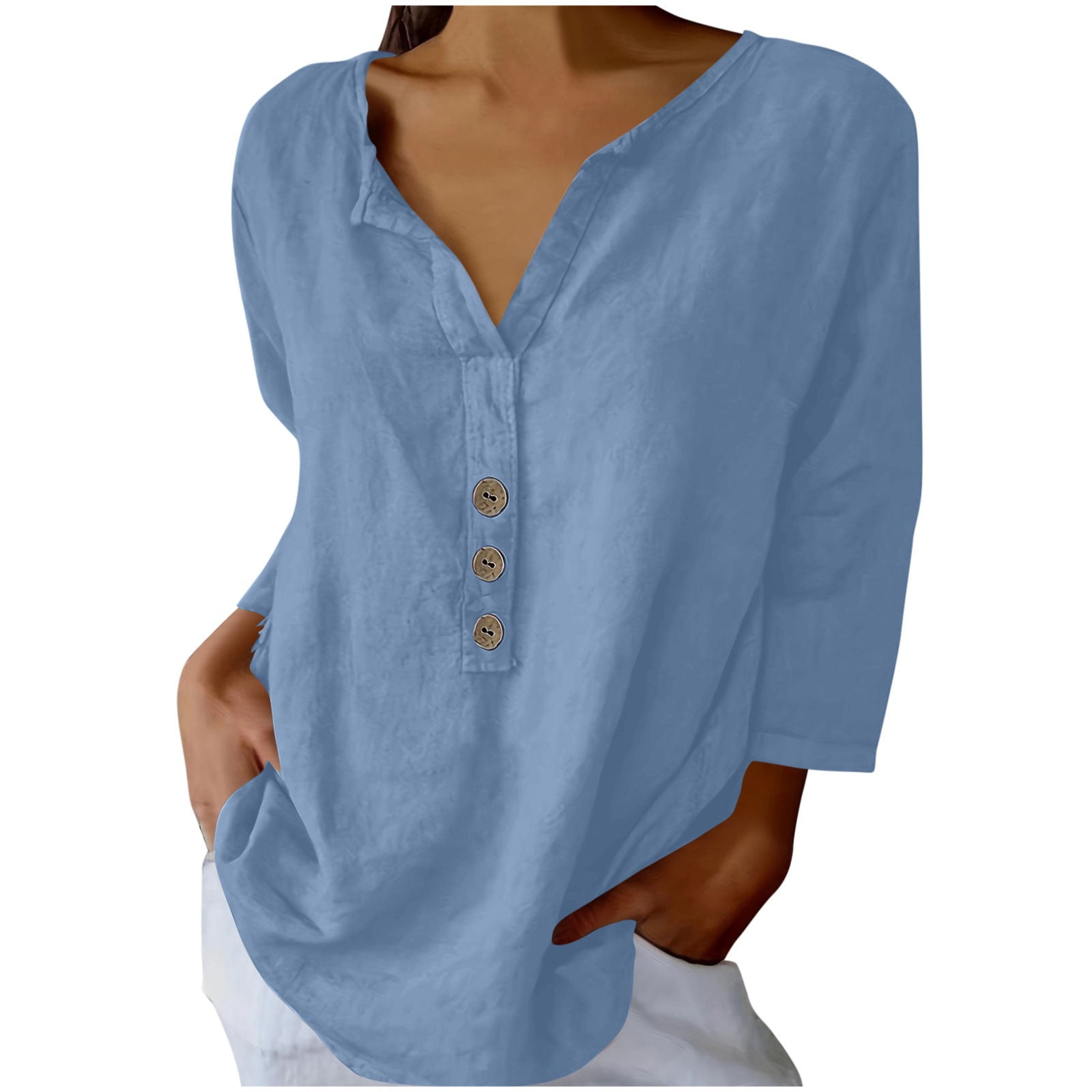 MOQUEEN Women's Short Sleeve Loose Fit T-Shirt - 95% Cotton 5% Spandex Casual Top, Blouse, Comfortable Everyday Wear - View #4