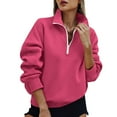 thumbnail image 1 of bnaln Sweatshirts for Women Casual Long Sleeve Half Zip Pullover Lightweight Sweatshirt Tops Casual Solid Color Loose Shirts Blouse Womens Jumpers Fall Winter Fashion Outfits, 1 of 8