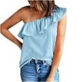 thumbnail image 1 of bnaln Tank Tops for Women Summer Sleeveless Camisole One Shoulder Ruffled Solid Tunic Blouse Loose Fit Tees Trendy Flowy Cami Vest Shirts Dressy Casual Beach Vacation Fashion Outfits, 1 of 6