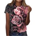 thumbnail image 1 of bnaln Tshirts Women Summer Short Sleeve Tops Casual Floral Printed T Shirts Elegant Crew Neck Tees Ladies Blouses Plus Size Petite Top Basic Going Out Work Holiday Clothes, 1 of 4