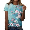 thumbnail image 1 of bnaln Tshirts Women Summer Short Sleeve Tops Casual Floral Printed T Shirts Elegant Crew Neck Tees Ladies Blouses Plus Size Petite Top Basic Going Out Work Holiday Clothes, 1 of 4