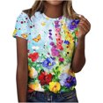 thumbnail image 1 of bnaln Tshirts Women Summer Short Sleeve Tops Casual Floral Printed T Shirts Elegant Crew Neck Tees Ladies Blouses Plus Size Petite Top Basic Going Out Work Holiday Clothes, 1 of 4