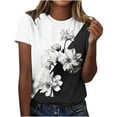 thumbnail image 1 of bnaln Tshirts Women Summer Short Sleeve Tops Casual Floral Printed T Shirts Elegant Crew Neck Tees Ladies Blouses Plus Size Petite Top Basic Going Out Work Holiday Clothes, 1 of 4