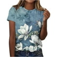 thumbnail image 1 of bnaln Tshirts Women Summer Short Sleeve Tops Casual Floral Printed T Shirts Elegant Crew Neck Tees Ladies Blouses Plus Size Petite Top Basic Going Out Work Holiday Clothes, 1 of 4