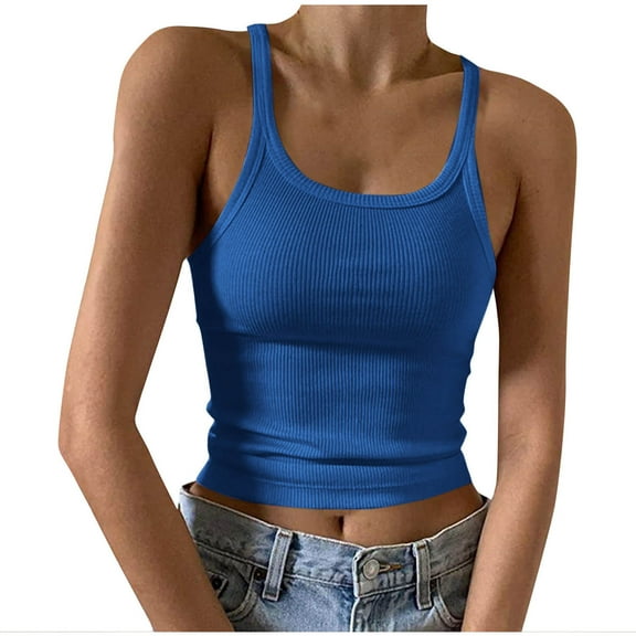 bnaln Vest Tops Women Racerback Tank Tops Summer Sleeveless Cami Shirts Stretch Slim Fit Tshirts Ribbed Workout Basic Camisole Undershirt Sport Yoga Gym Going Out Top
