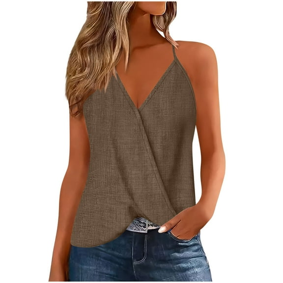 bnaln Vest Tops Women Summer Tank Tops Spaghetti Strap V Neck Sleeveless Camisole Blouse Loose Fit Workout Yoga Shirts Ladies Elegant Casual Flowy Tunic Blouses Basic Tank Shirts
