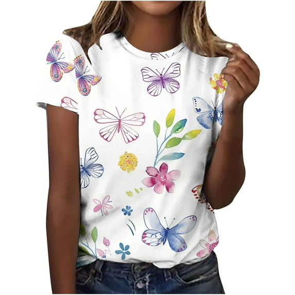 bnaln Women Summer T Shirt Plus Size Loose Stylish Hawaiian Fancy Blouse Tops Girl Short Sleeve Graphic Casual Shirt Beach Party Tees Comfy Crew Neck Pullover Sales