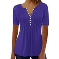 thumbnail image 1 of bnaln Women Tops Dressy Casual Blouses Trendy Tshirts Boho Floral Printed Tees Round Neck Button Tops Pleated T Shirts Plus Size Shirts Blouses Elegant Tunic Tops for Leggings, 1 of 5