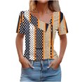 thumbnail image 1 of bnaln Women Tops Summer T Shirts Casual Button Short Sleeve Shirts Floral Printed V Neck Tees Shirts Elegant Tunic Tops Dressy Blouses Ladies Henley Shirts Pullover Going Out Tops, 1 of 5