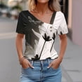 thumbnail image 1 of bnaln Women Tops Summer T Shirts Casual Button Short Sleeve Shirts Floral Printed V Neck Tees Shirts Elegant Tunic Tops Dressy Blouses Ladies Henley Shirts Pullover Going Out Tops, 1 of 5