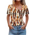 thumbnail image 1 of bnaln Women Tops Summer T Shirts Casual Button Short Sleeve Shirts Floral Printed V Neck Tees Shirts Elegant Tunic Tops Dressy Blouses Ladies Henley Shirts Pullover Going Out Tops, 1 of 5