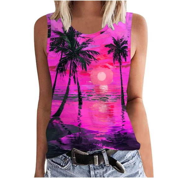 bnaln Women Vest Top Plus Size Strappy Ladies Tank Tops Cami Camisoles Blouses Boho Hawaii Floral Vests Beachwear Ladies Casual Sleeveless Shirts Funny Baggy Tanks T-Shirts
