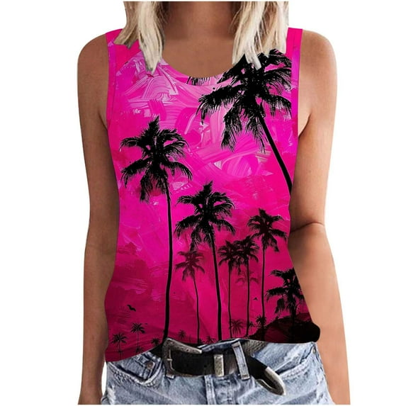 bnaln Women Vest Top Plus Size Strappy Ladies Tank Tops Cami Camisoles Blouses Boho Hawaii Floral Vests Beachwear Ladies Casual Sleeveless Shirts Funny Baggy Tanks T-Shirts