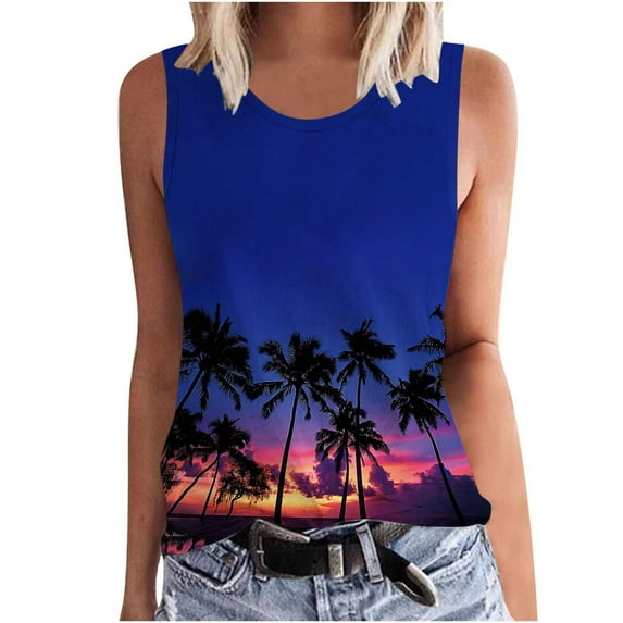 bnaln Women Vest Top Plus Size Strappy Ladies Tank Tops Cami Camisoles Blouses Boho Hawaii Floral Vests Beachwear Ladies Casual Sleeveless Shirts Funny Baggy Tanks T-Shirts