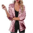 thumbnail image 1 of bnaln Women's Blazers Suit Jackets Long Sleeve Solid Sequin Plus Size Cardigan with Button Fashion Blouses Tops Business Work Fashion Coats, 1 of 7