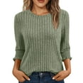 thumbnail image 1 of bnaln Women's Jumpers 3/4 Sleeve Tops Dressy Casual T Shirts Fall Sweaters Round Neck Sweatshirts Tunics Ladies Tops Business Casual Blouses Fashion Lightweight Knit Sweater, 1 of 8