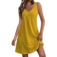 thumbnail image 1 of bnaln Women's V Neck Tank Dress Casual Summer Beach Sundress Elegant Sleeveless Tunic T Shirt Dress Fashion Loose A-Line Dresses Cute Petite Dress Pockets Mini Sun Dresses, 1 of 7