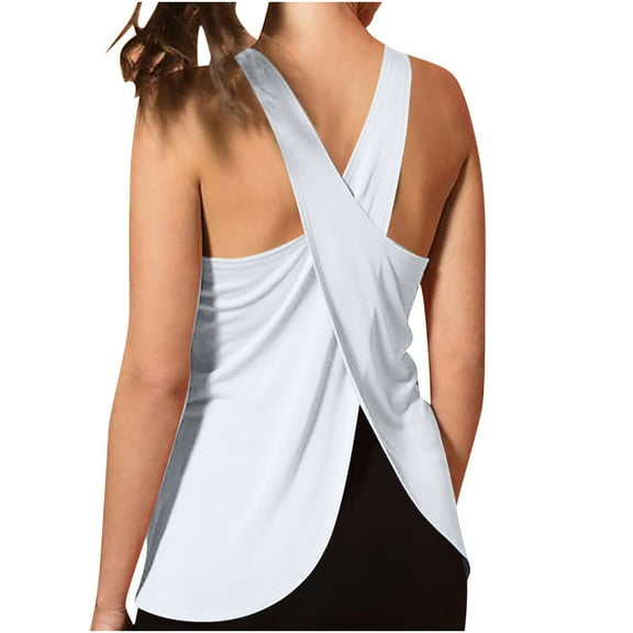 bnaln Women's Workout Tops Racerback Athletic Tank Tops Sleeveless Camisole Vest Blouses Loose Fit Quick Dry Yoga Running Gym Shirts for Women Sport Exercise Tees Moisture Wicking