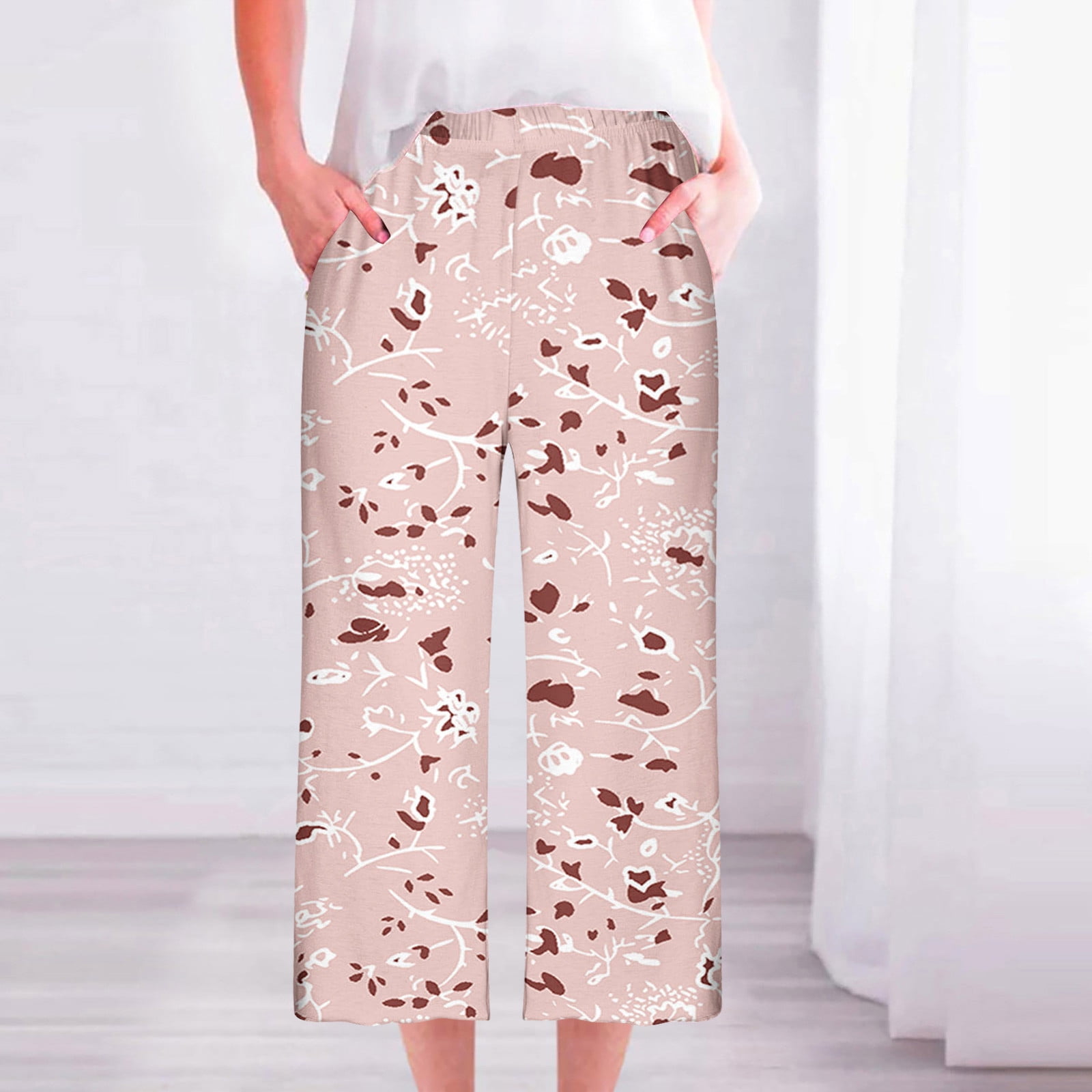 Tribal Stretch Cotton Floral High-Waisted Capris