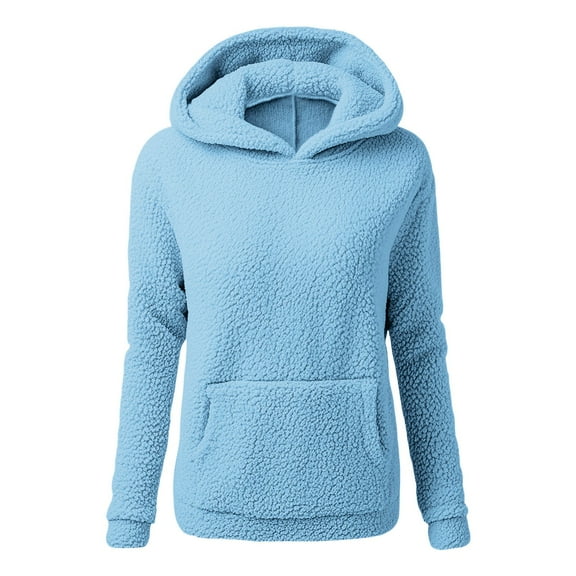 bnaln Womens Oversized Hoodies Long Sleeve Fuzzy Pullover Sherpa Fleece Jackets Solid Color Sport Hoodie Cozy Athletic Sweatshirt Dressy Casual Lightweight Jackets Coats with Pocket