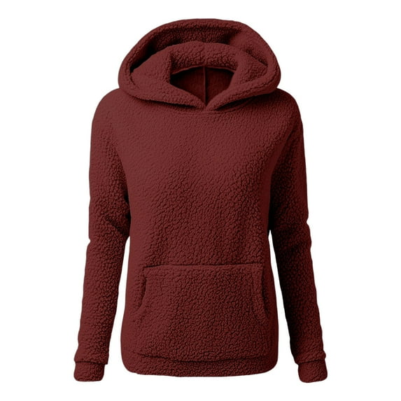 bnaln Womens Oversized Hoodies Long Sleeve Fuzzy Pullover Sherpa Fleece Jackets Solid Color Sport Hoodie Cozy Athletic Sweatshirt Dressy Casual Lightweight Jackets Coats with Pocket