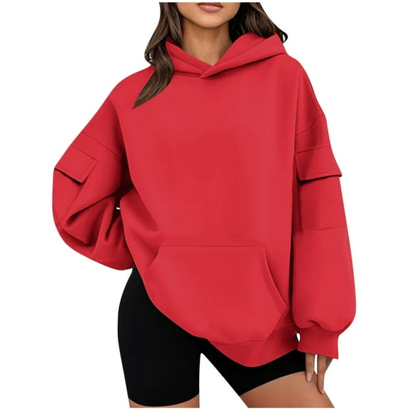 bnaln Womens Oversized Hoodies Sweatshirts Y2k Cozy Pullover Tops Loose Lightweight Long Sleeve Hooded Sweatshirt Tops Plain Sweaters Casual Comfy Fall Fashion Outfits Winter Clothes