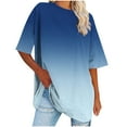 thumbnail image 1 of bnaln Womens Oversized T Shirts Clearance Summer Trendy Short Sleeve Tops Crew Neck Loose Fit Tees Gradient Print Workout Plus Size Tops Beach Vacation Athletic Gym Shirts, 1 of 6
