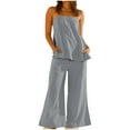 thumbnail image 1 of bnaln Womens Summer Outfits 2 Piece Sets Casual Sleeveless Camisole Tops Wide Leg Pants Spring Matching Lounge Set Loose Fit Dressy Clothes Tracksuits Summer Beach Vacation Outfits, 1 of 8