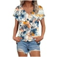 thumbnail image 1 of bnaln Womens Summer Tops Trendy Short Sleeve Tshirts Floral Boho Shirts V Neck T Shirts Elegant Flowy Tunic Tops Fashion Loose Fit Pullover Y2K Going Out Tops Holiday Tees, 1 of 4