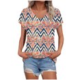 thumbnail image 1 of bnaln Womens Summer Tops Trendy Short Sleeve Tshirts Floral Boho Shirts V Neck T Shirts Elegant Flowy Tunic Tops Fashion Loose Fit Pullover Y2K Going Out Tops Holiday Tees, 1 of 4