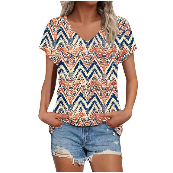 bnaln Womens Summer Tops Trendy Short Sleeve Tshirts Floral Boho Shirts V Neck T Shirts Elegant Flowy Tunic Tops Fashion Loose Fit Pullover Y2K Going Out Tops Holiday Tees