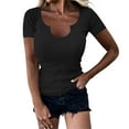 thumbnail image 1 of bnaln Womens Summer Tops V Neck T Shirts for Women Ribbed Knit Slim Fitted Tshirts Basic Tees Stretchy Shirt Summer Trendy Outfits Beach Vacation Clothes Teen Girls Y2K Going Out Top, 1 of 5